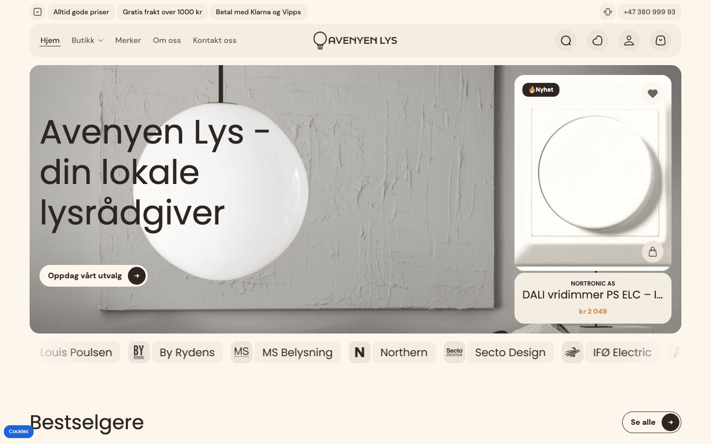 Nettbutikk for Avenyen Lys