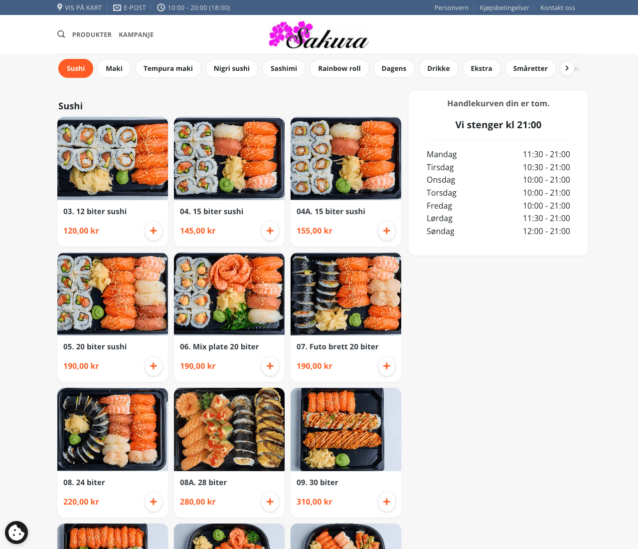 Take-away-side for Sakura Takeaway